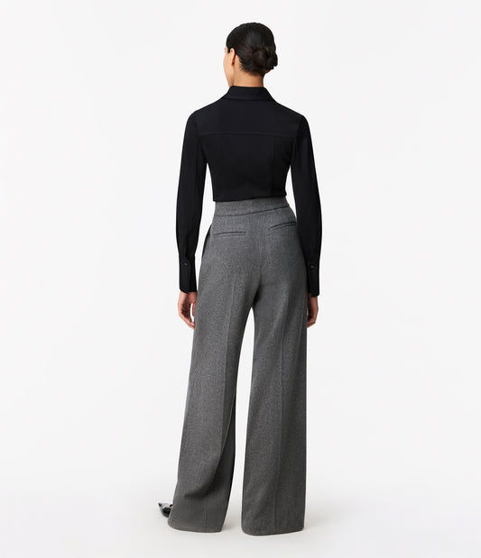 Another Tomorrow Bias Seamed Shirt in Black – Viscose Women's Top