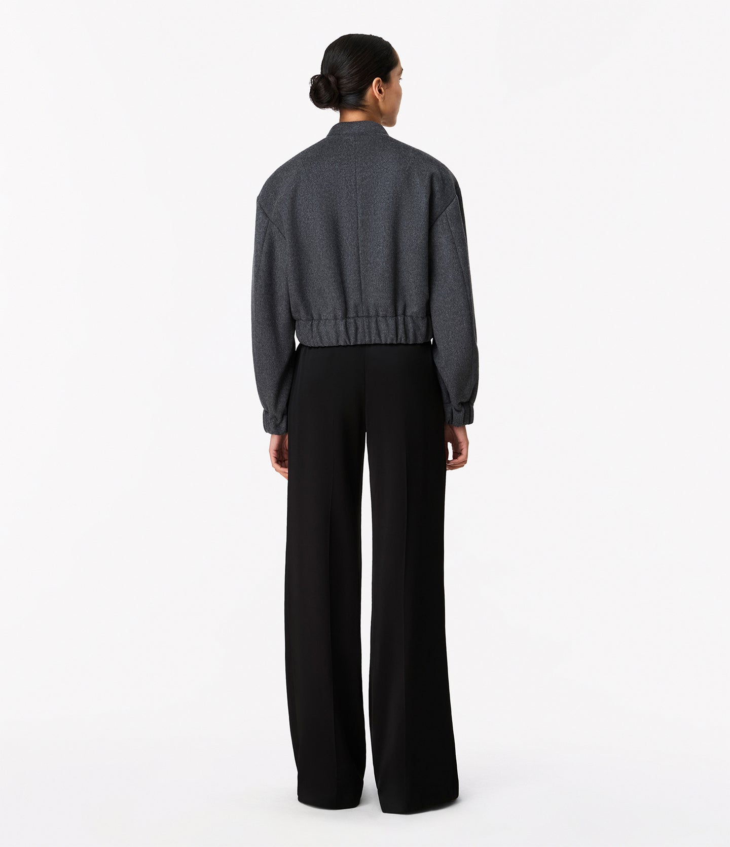 Another Tomorrow Wool Bomber Jacket in Light Grey Melange – Wool Women's Outerwear