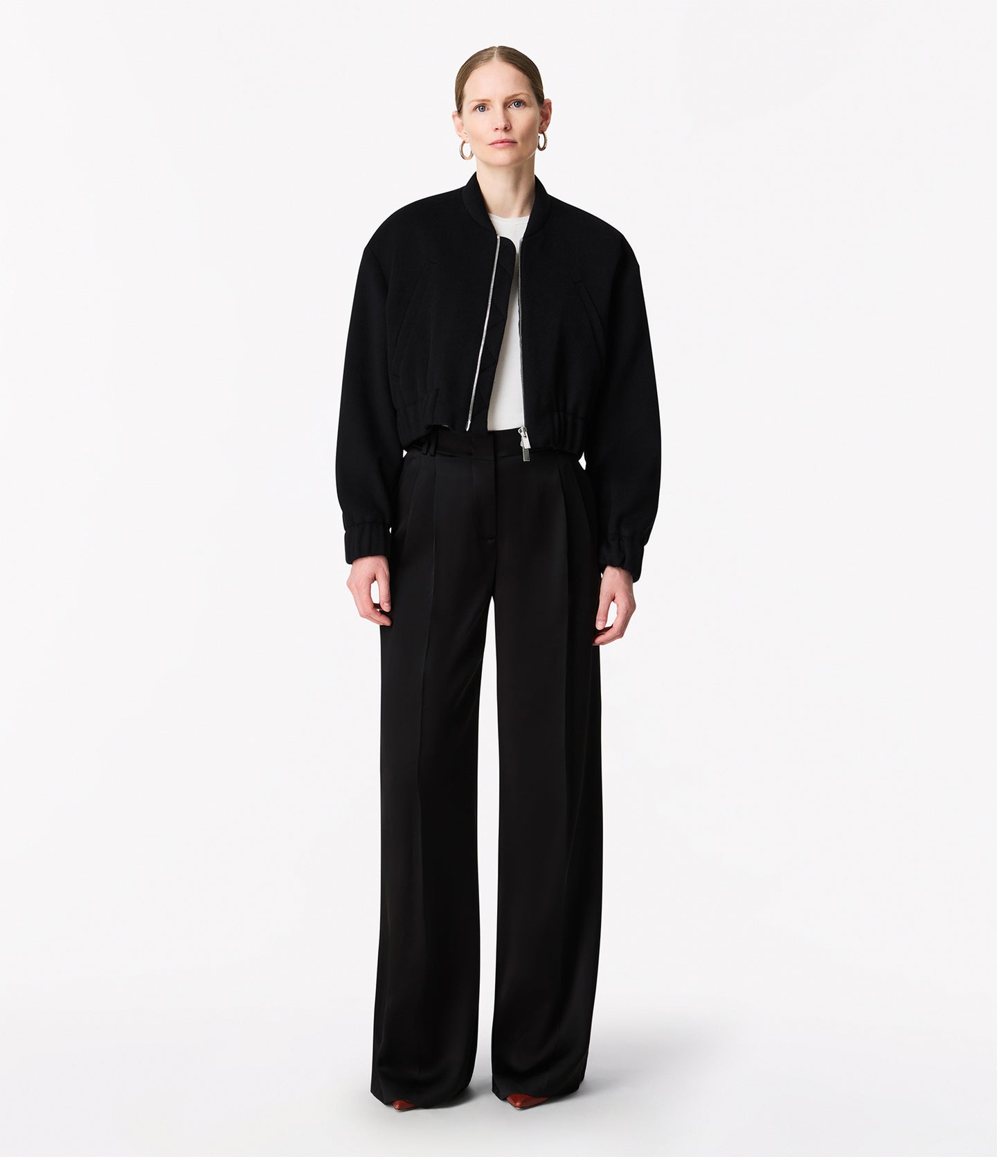 Another Tomorrow Wool Bomber Jacket in Black – Wool Women's Outerwear