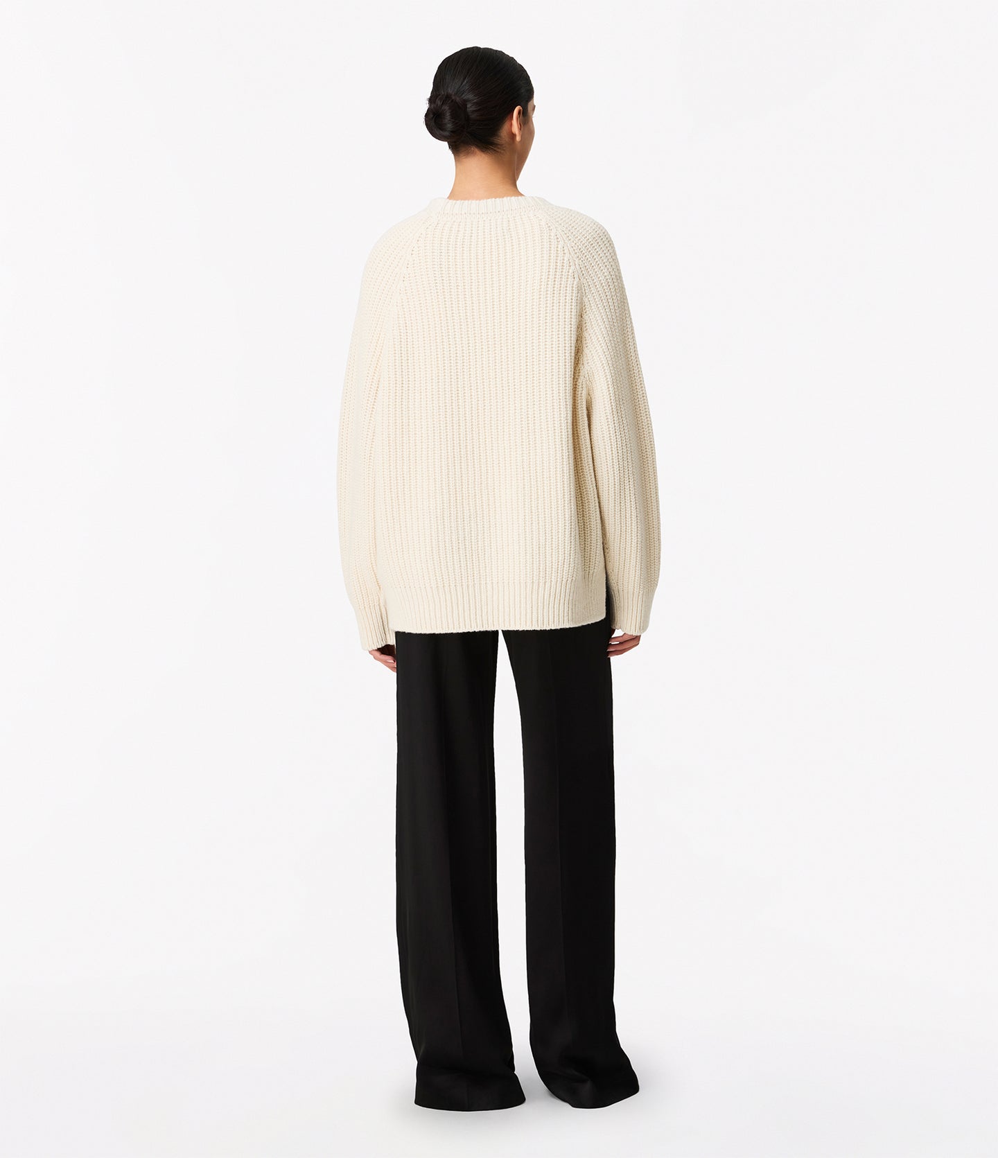 Another Tomorrow Cashmere Oversized Crewneck in Ivory – Cashmere Women's Knitwear