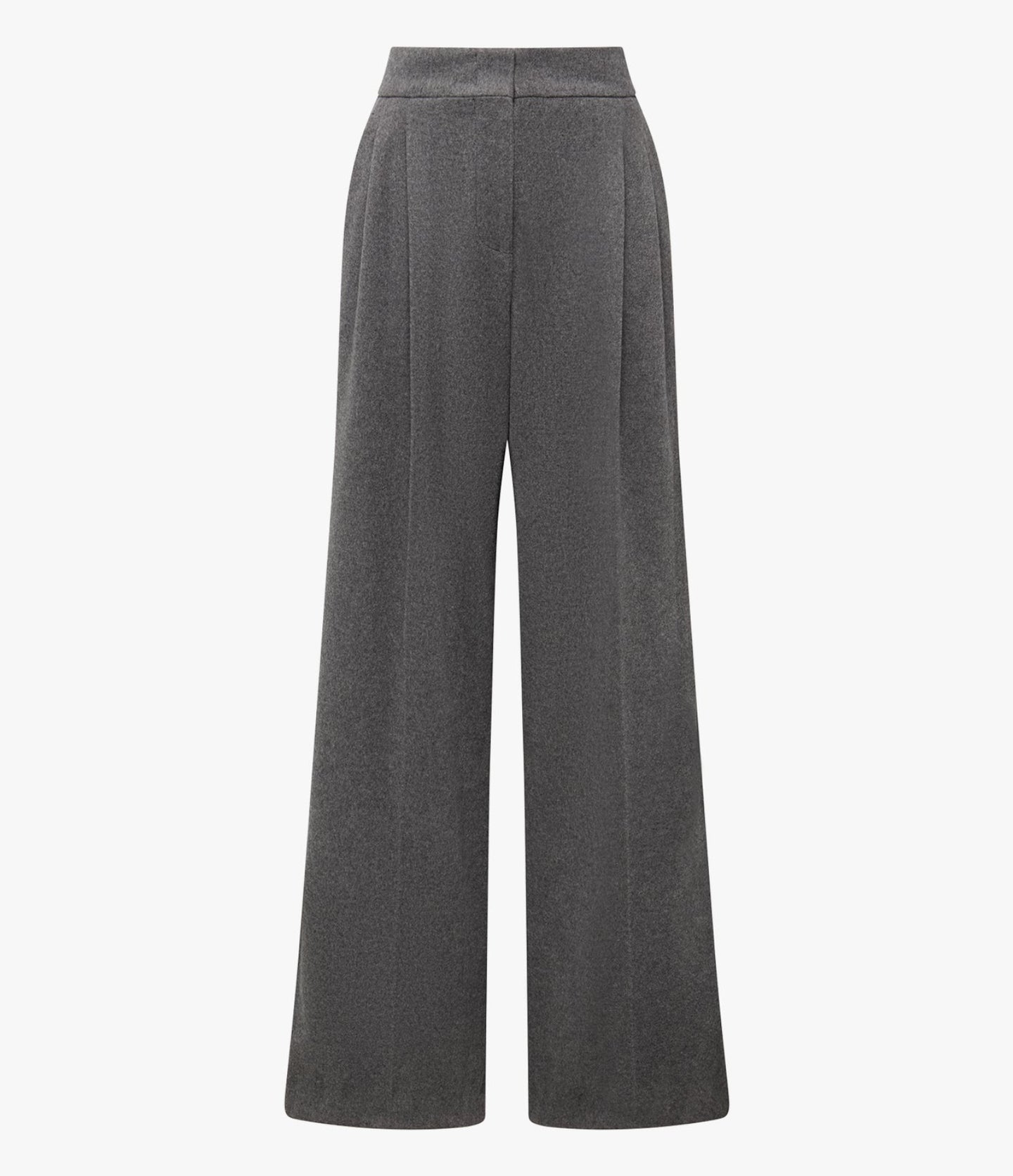 Another Tomorrow Cashmere Pleated Trouser in Medium Melange Grey – Cashmere Women's Trousers