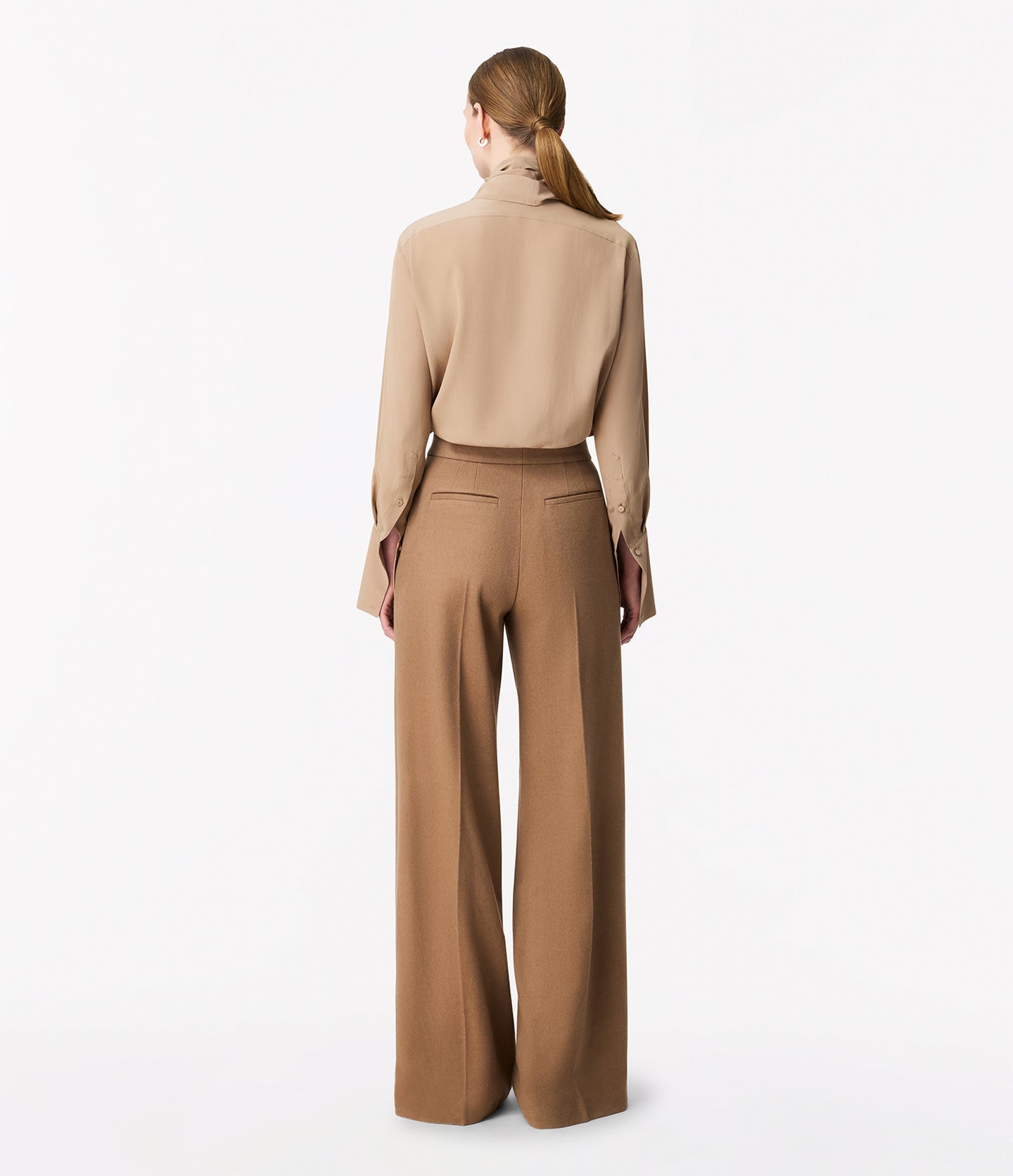 Another Tomorrow Cashmere Pleated Trouser in Camel – Cashmere Women's Trousers