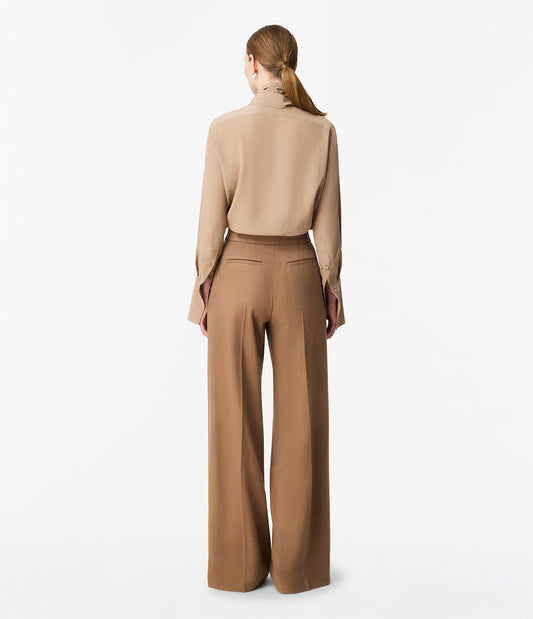 Another Tomorrow Cashmere Pleated Trouser in Camel – Cashmere Women's Trousers