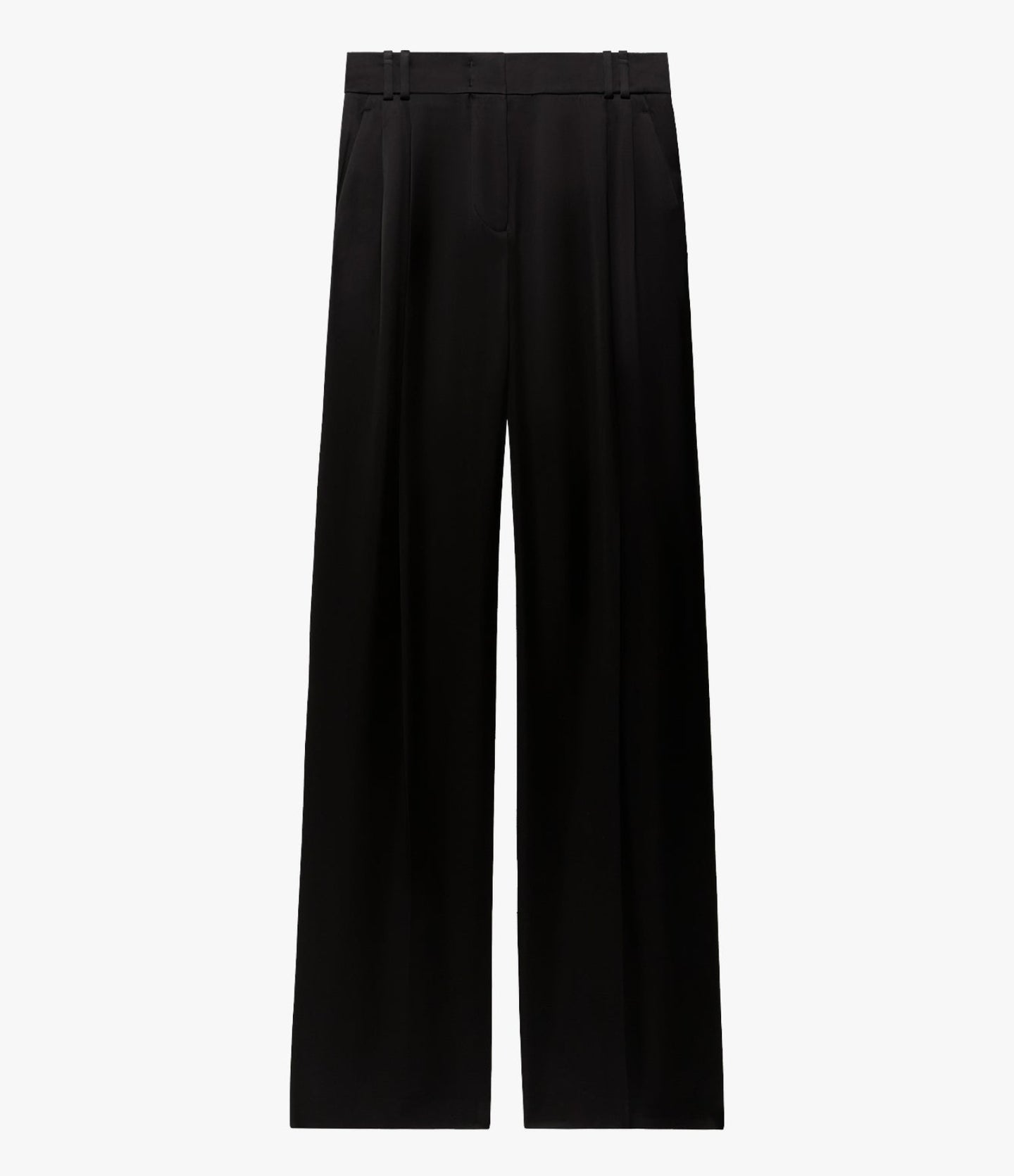 Another Tomorrow Satin Pleated Trouser in Black – Satin Women's Trousers