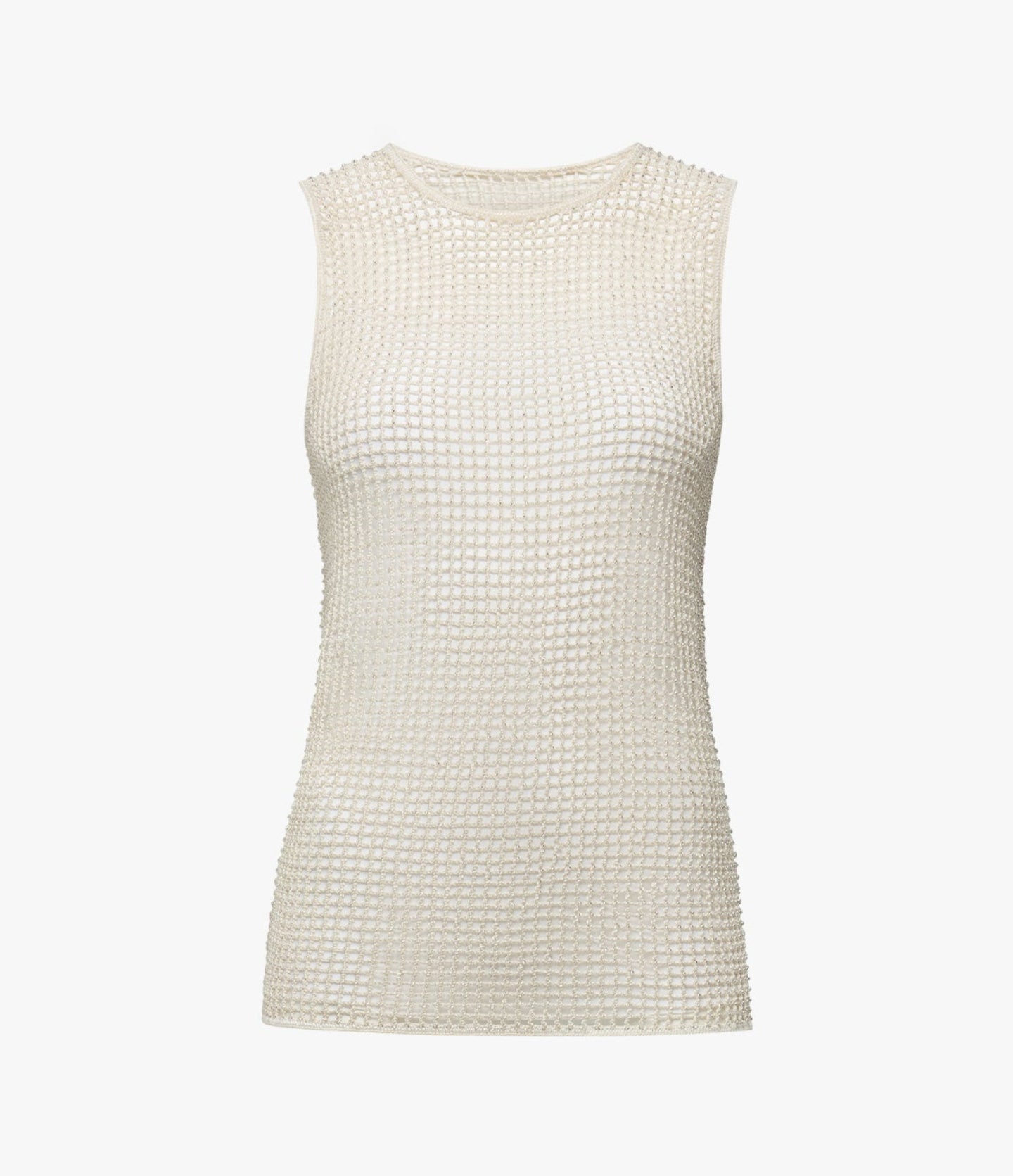 Another Tomorrow Beaded Shell in Cream – Viscose Women's Top
