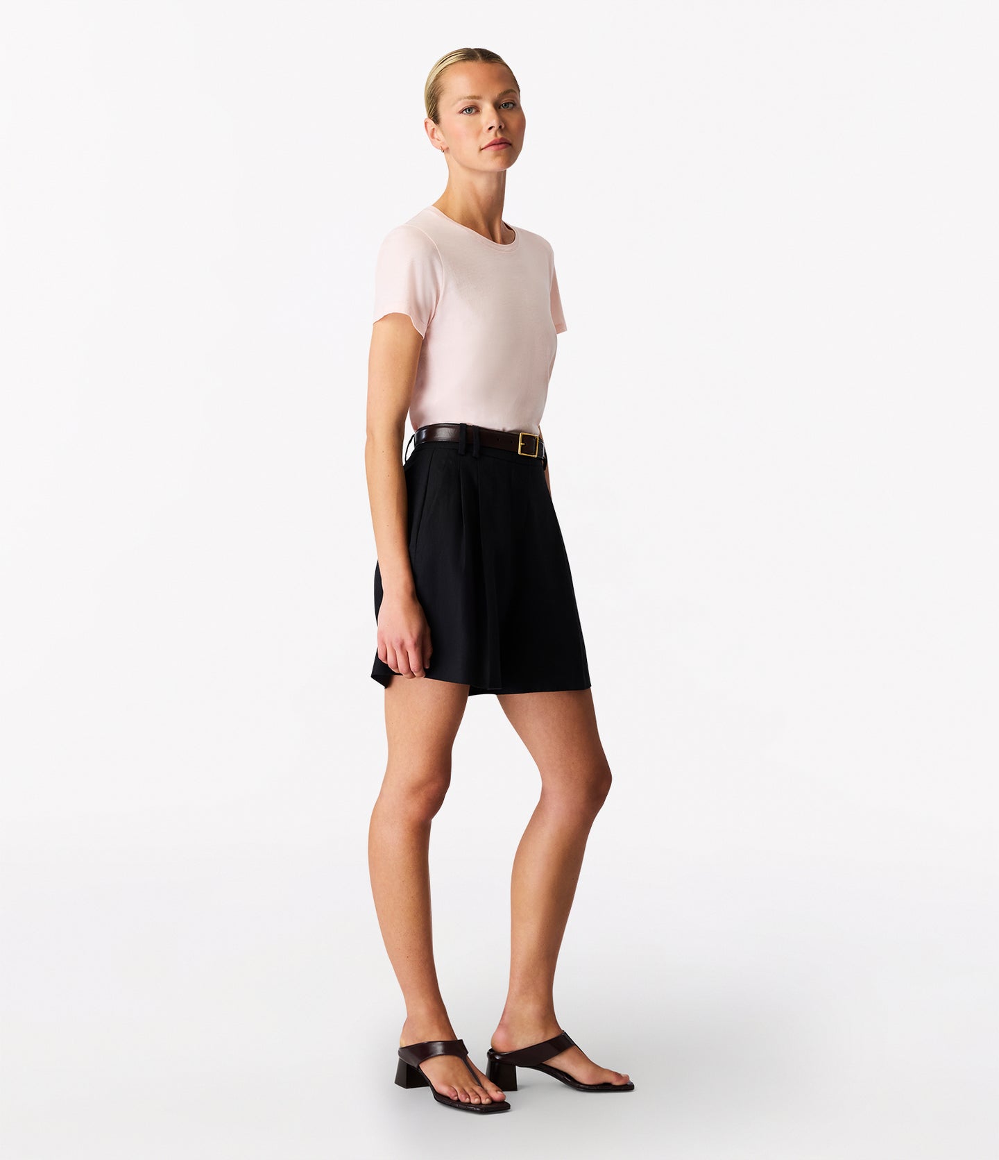 Another Tomorrow Crew Neck T-Shirt in Quartz – Cotton Women's Top