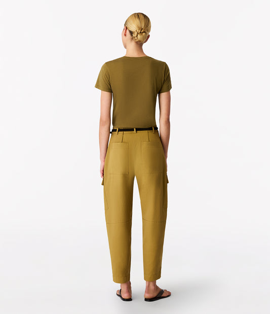 Another Tomorrow Curved Cargo Pant in Thyme – Cotton Women's Trousers