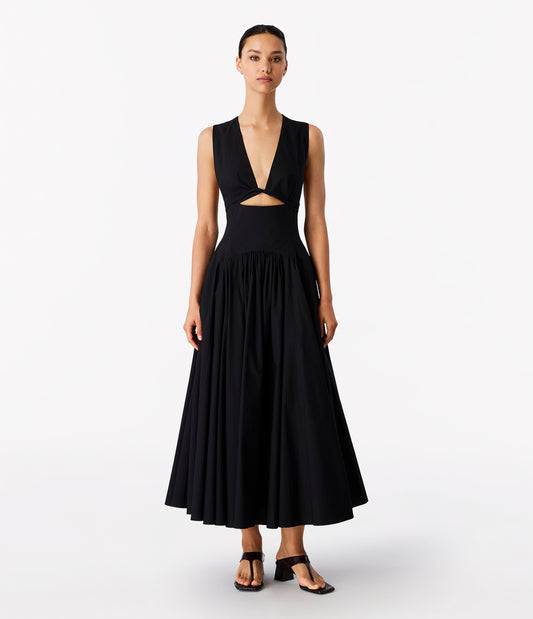 Another Tomorrow Cutout Circle Dress in Black – Cotton Women's Dress