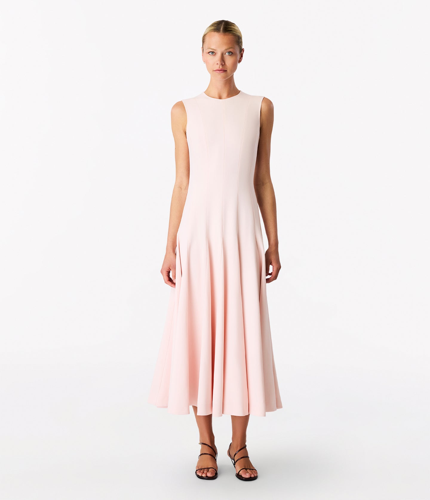 Another Tomorrow Panelled Flare Dress in Quartz – Crêpe Women's Dress