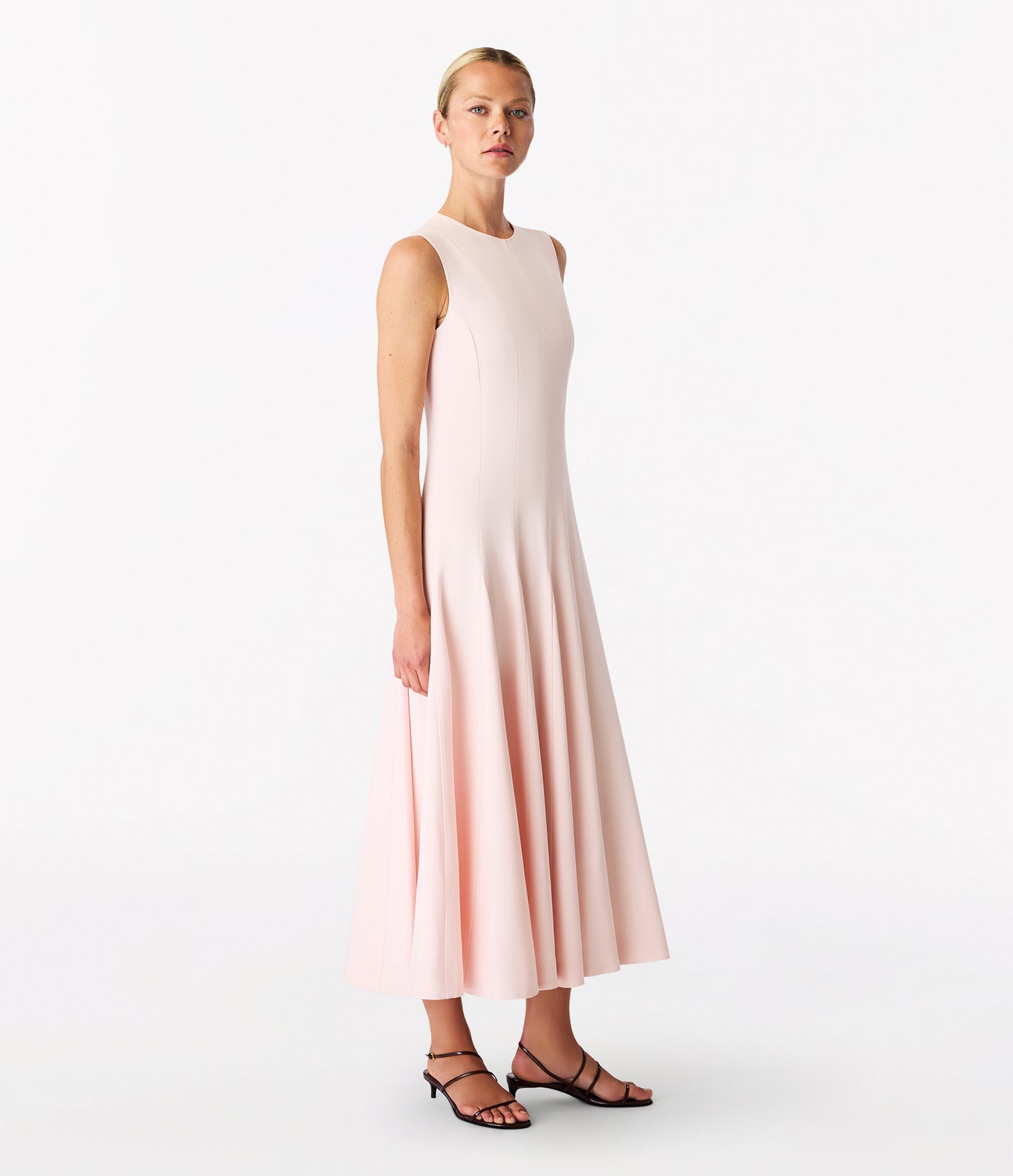 Another Tomorrow Panelled Flare Dress in Quartz – Crêpe Women's Dress