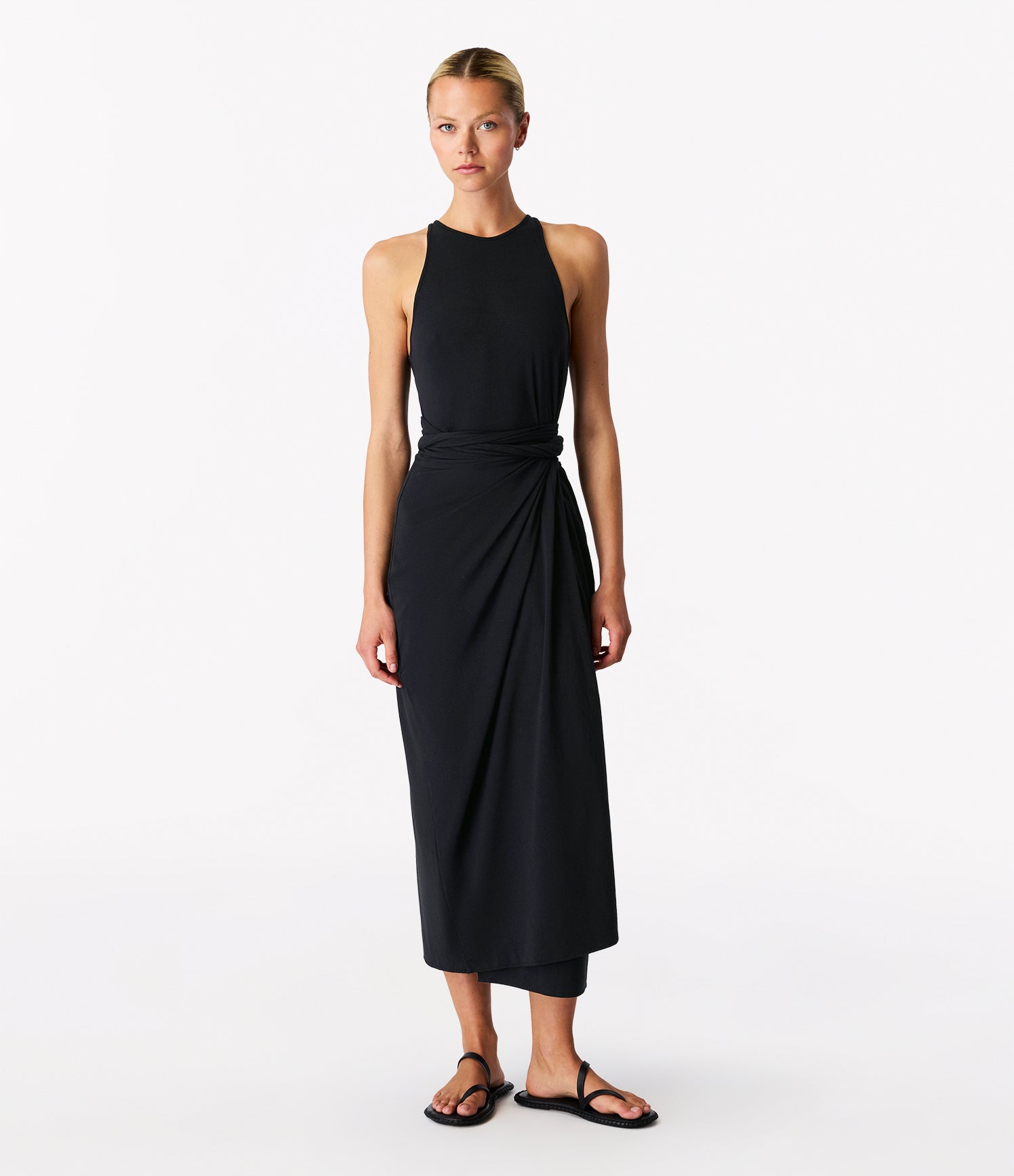 Another Tomorrow Sarong Tie Dress - Black / XL Another Tomorrow Sarong Tie Dress - Black / XL