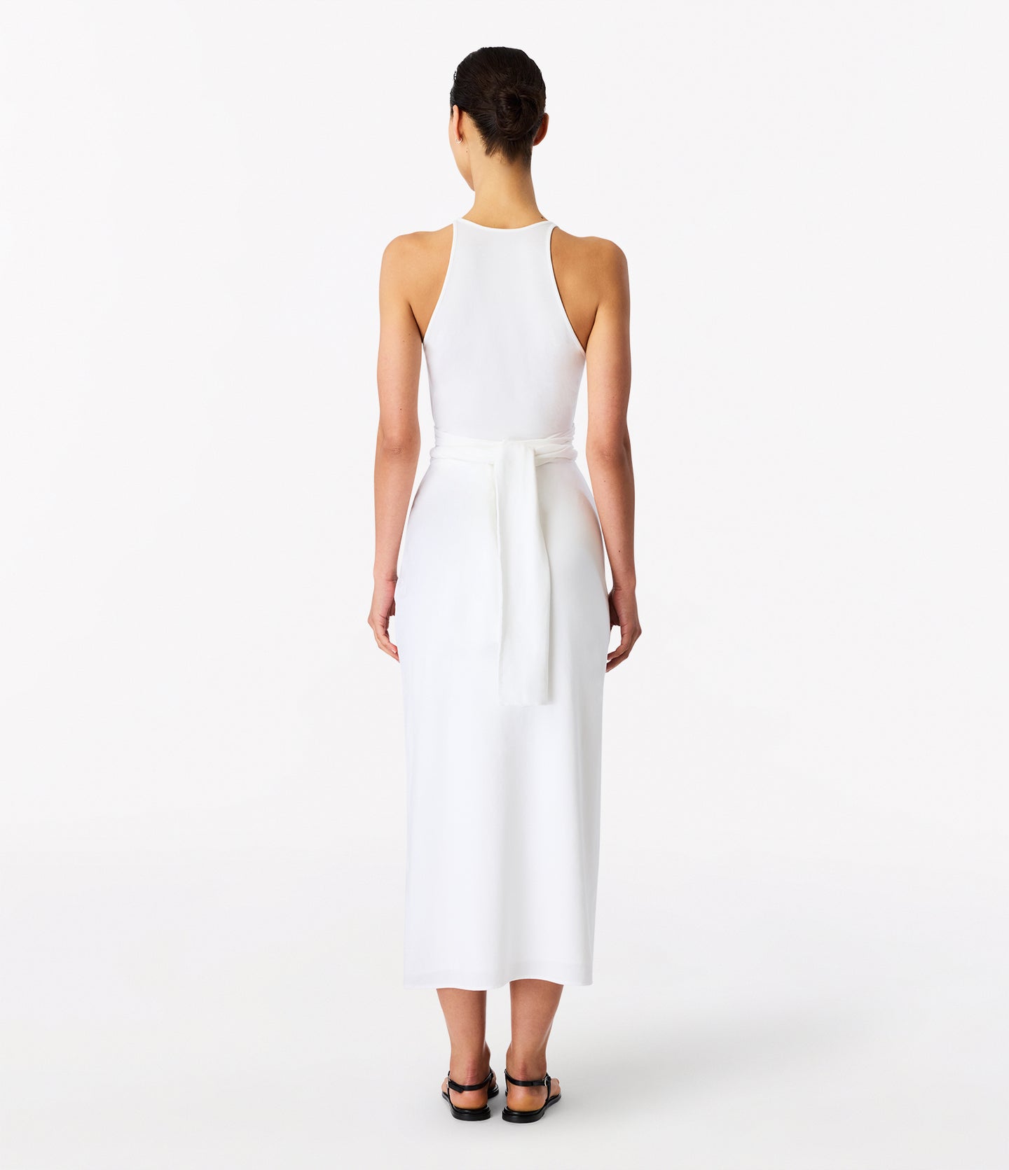 Another Tomorrow Sarong Tie Dress in White – Cotton Women's Dress