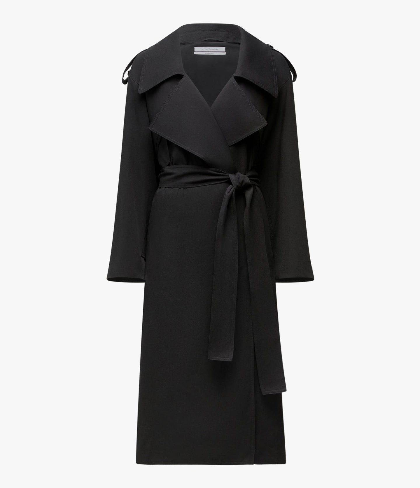 Another Tomorrow Soft Trench in Black – Cotton Women's Outerwear