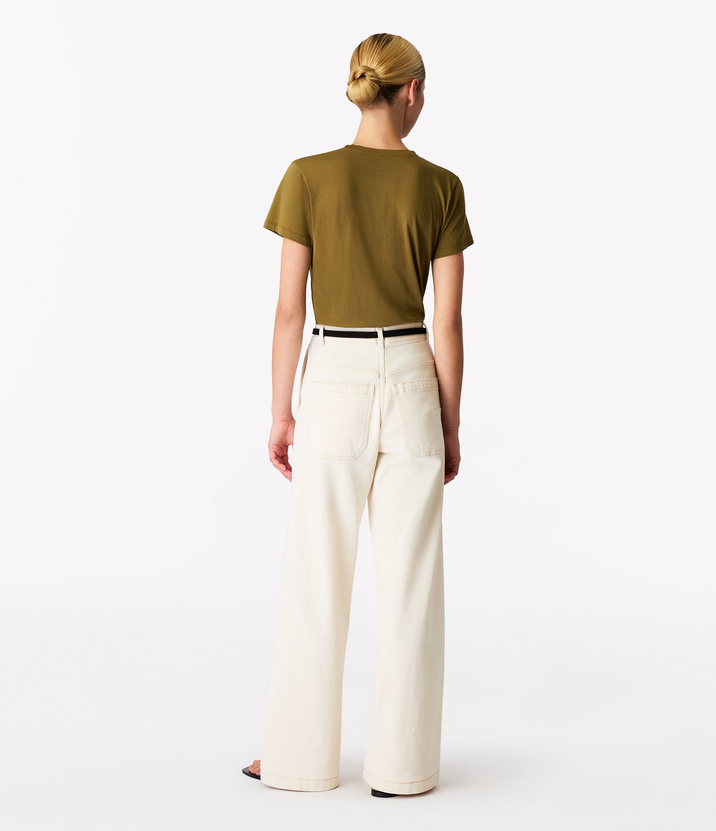 Another Tomorrow V-Neck Tee in Moss – Cotton Women's Top