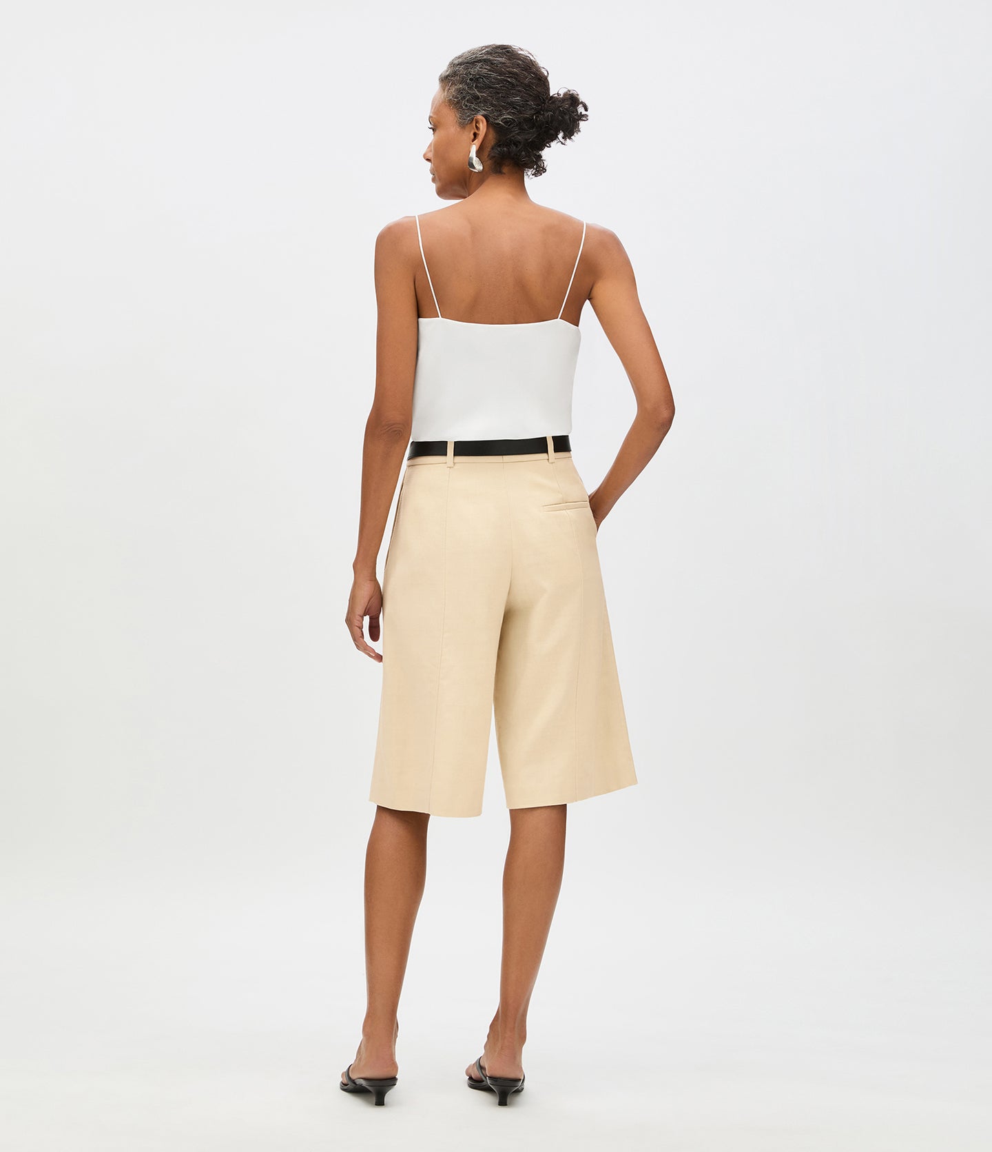 Another Tomorrow Bermuda Short in Sand – Cotton Women's Trousers