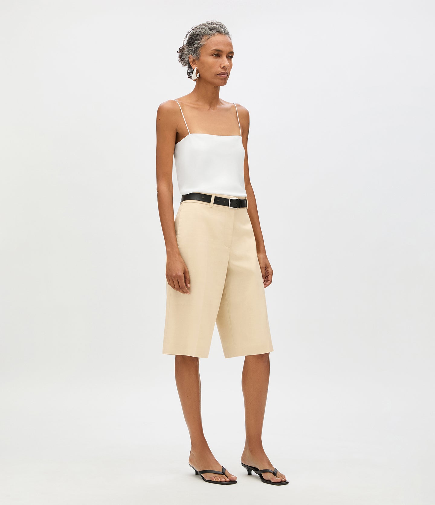 Another Tomorrow Bermuda Short in Sand – Cotton Women's Trousers