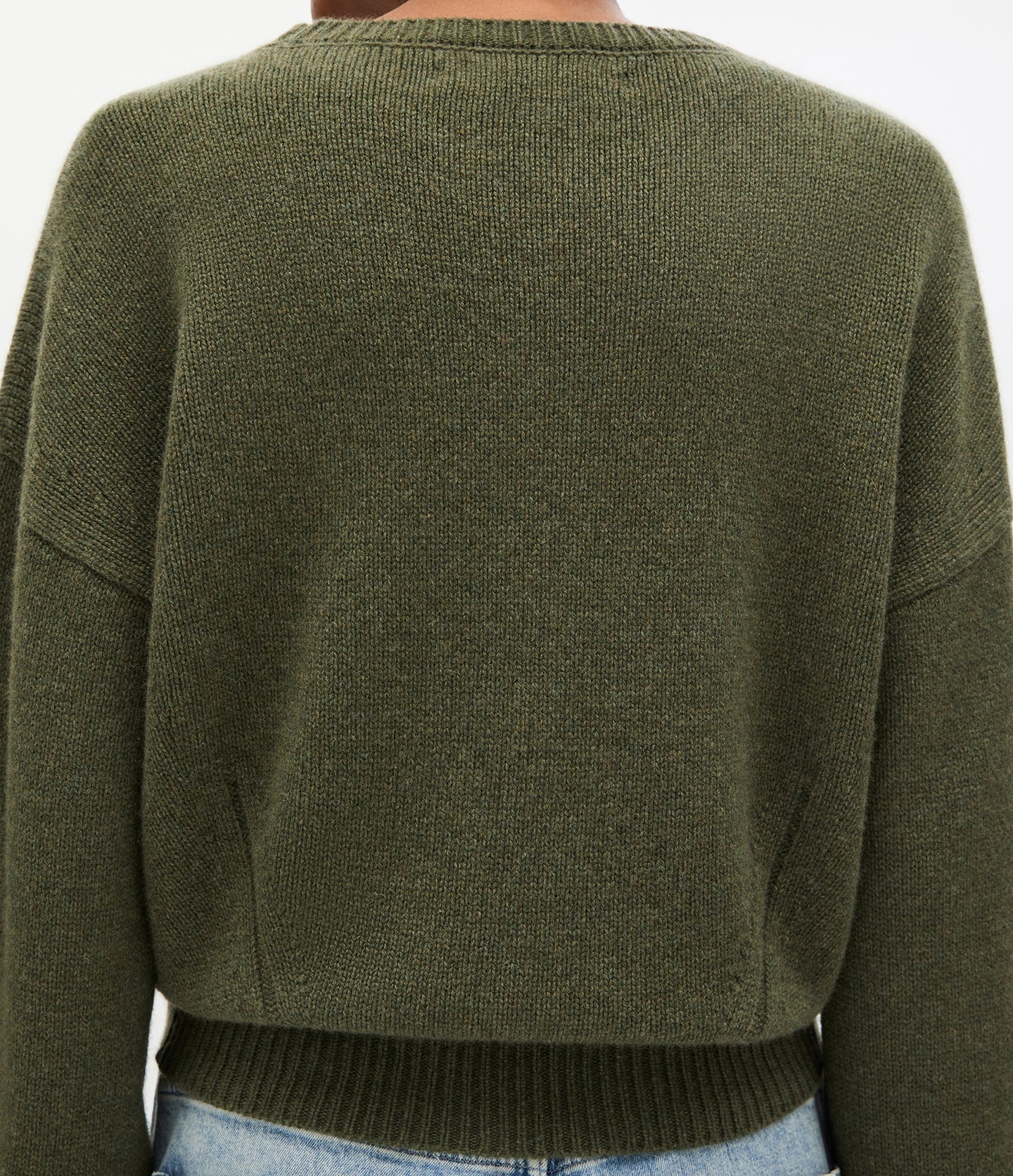 Another Tomorrow Cashmere Knit Sweatshirt in Moss – Cashmere Women's Knitwear