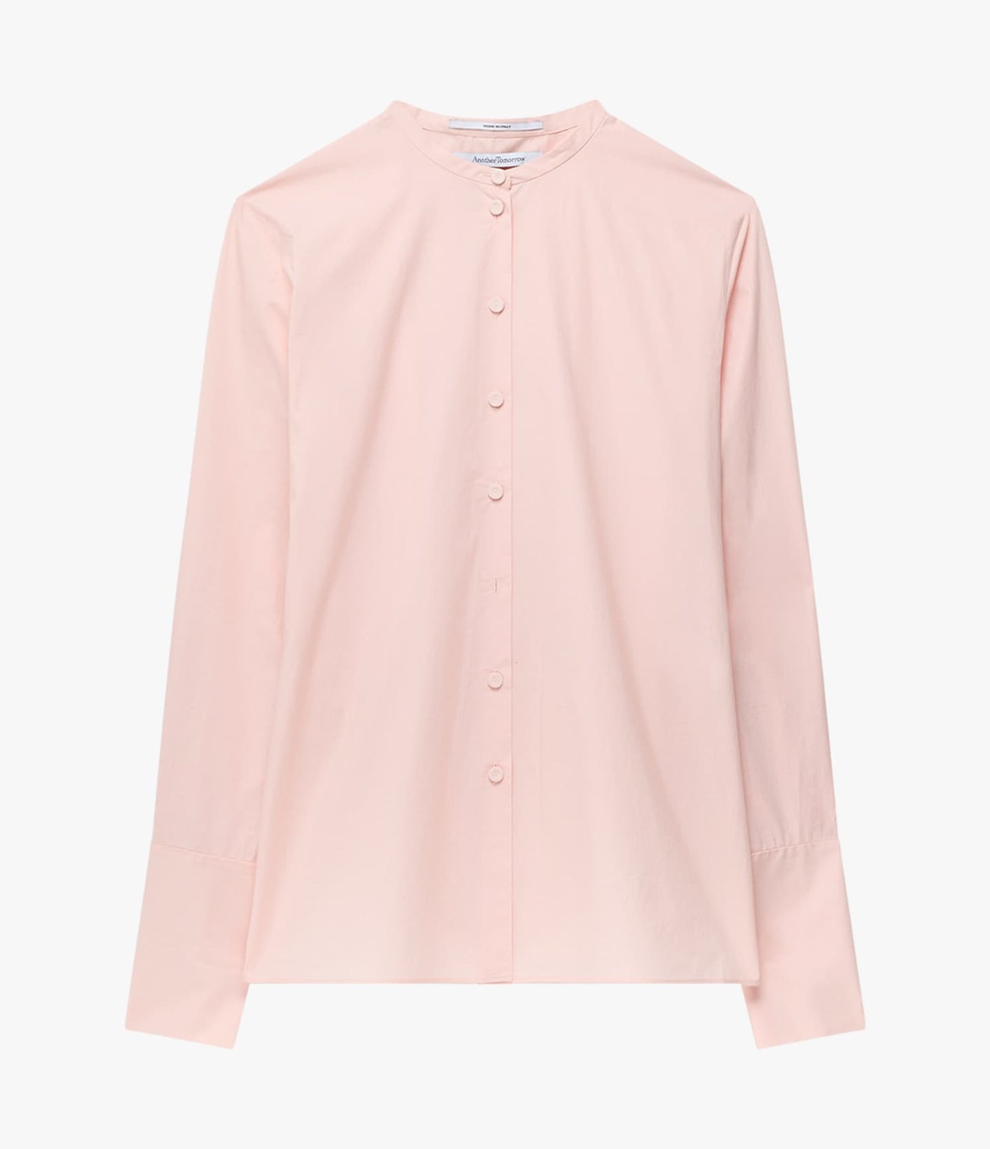 Another Tomorrow Collarless Blouse in Lotus Pink – Cotton Women's Top