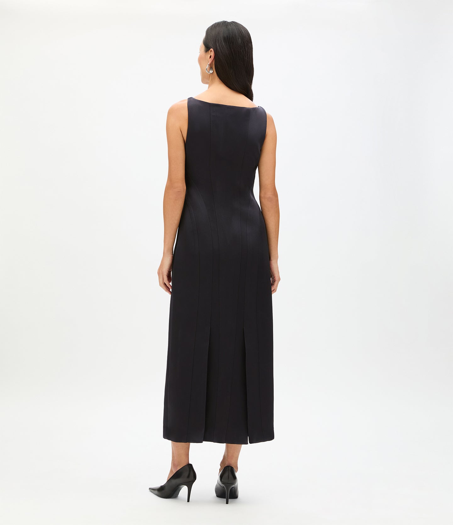 Another Tomorrow Contour Seamed Dress in Black – Satin Women's Dress