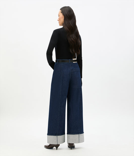 Another Tomorrow Denim Cuff Pant in Rinsed – Denim Women's Trousers
