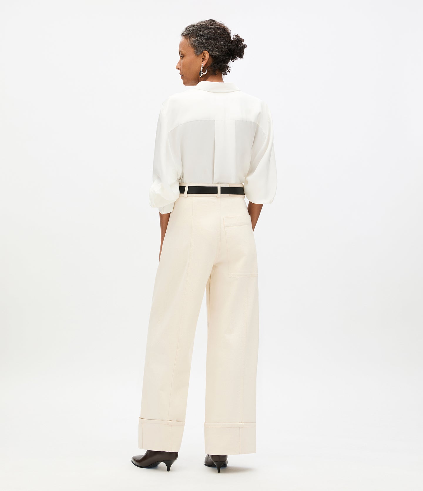 Another Tomorrow Denim Cuff Pant in Ecru – Denim Women's Trousers