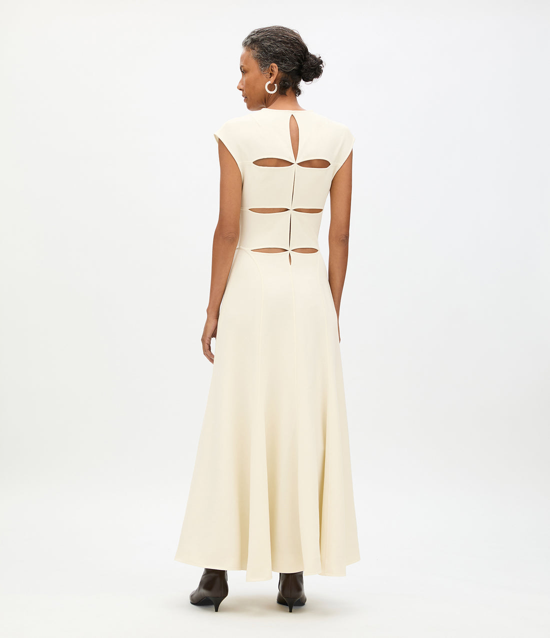 Double Face Cutout Dress | Cream