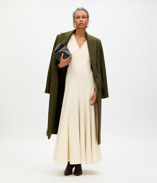 Another Tomorrow Tailored Overcoat in Moss – Wool Women's Outerwear