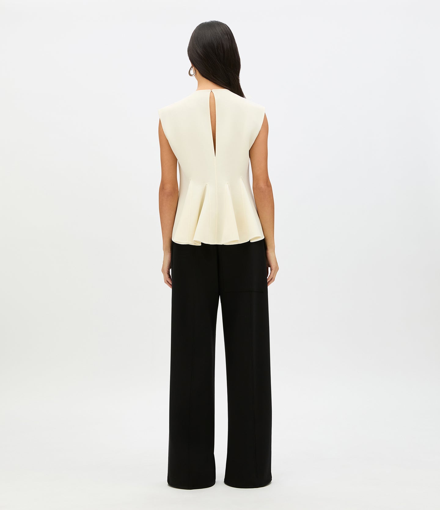 Another Tomorrow Double Face Godet Top in Cream – Wool Women's Top