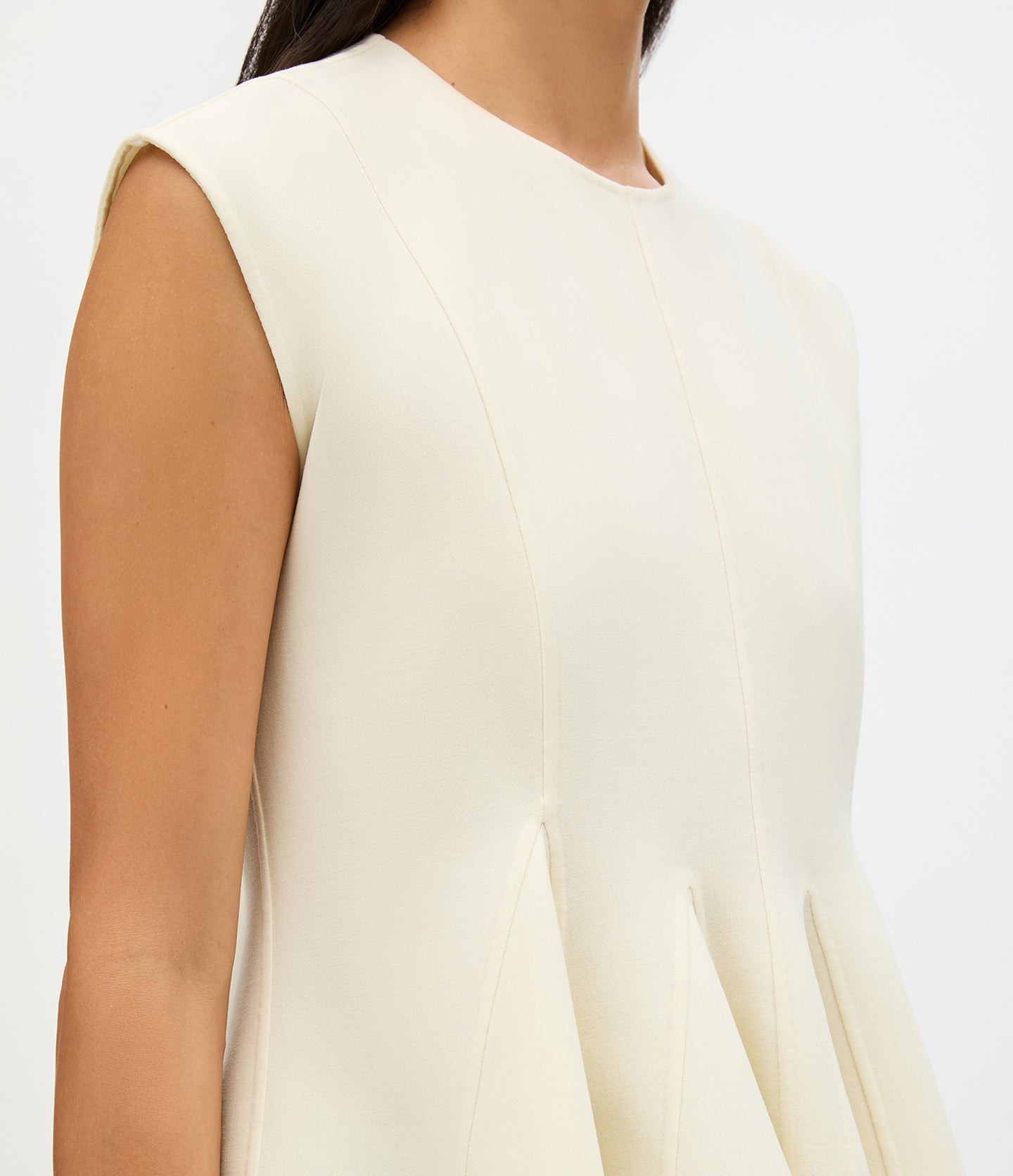 Another Tomorrow Double Face Godet Top in Cream – Wool Women's Top