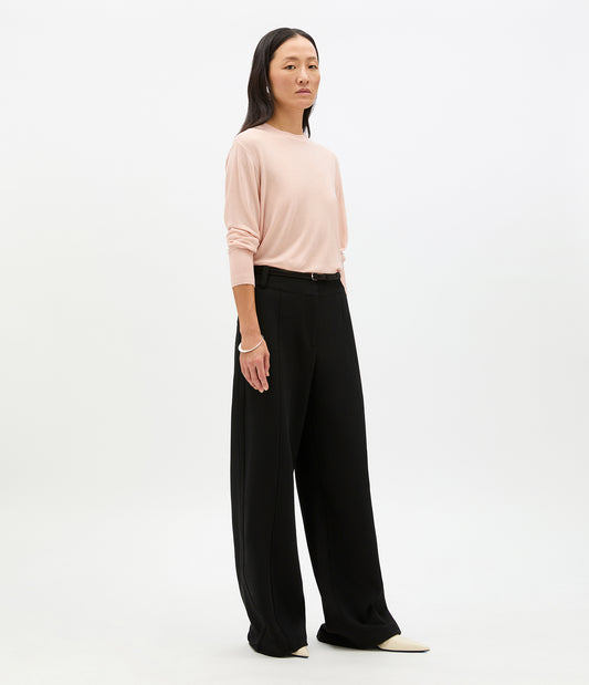 Another Tomorrow Double Face High Waist Pant in Black – Wool Women's Trousers