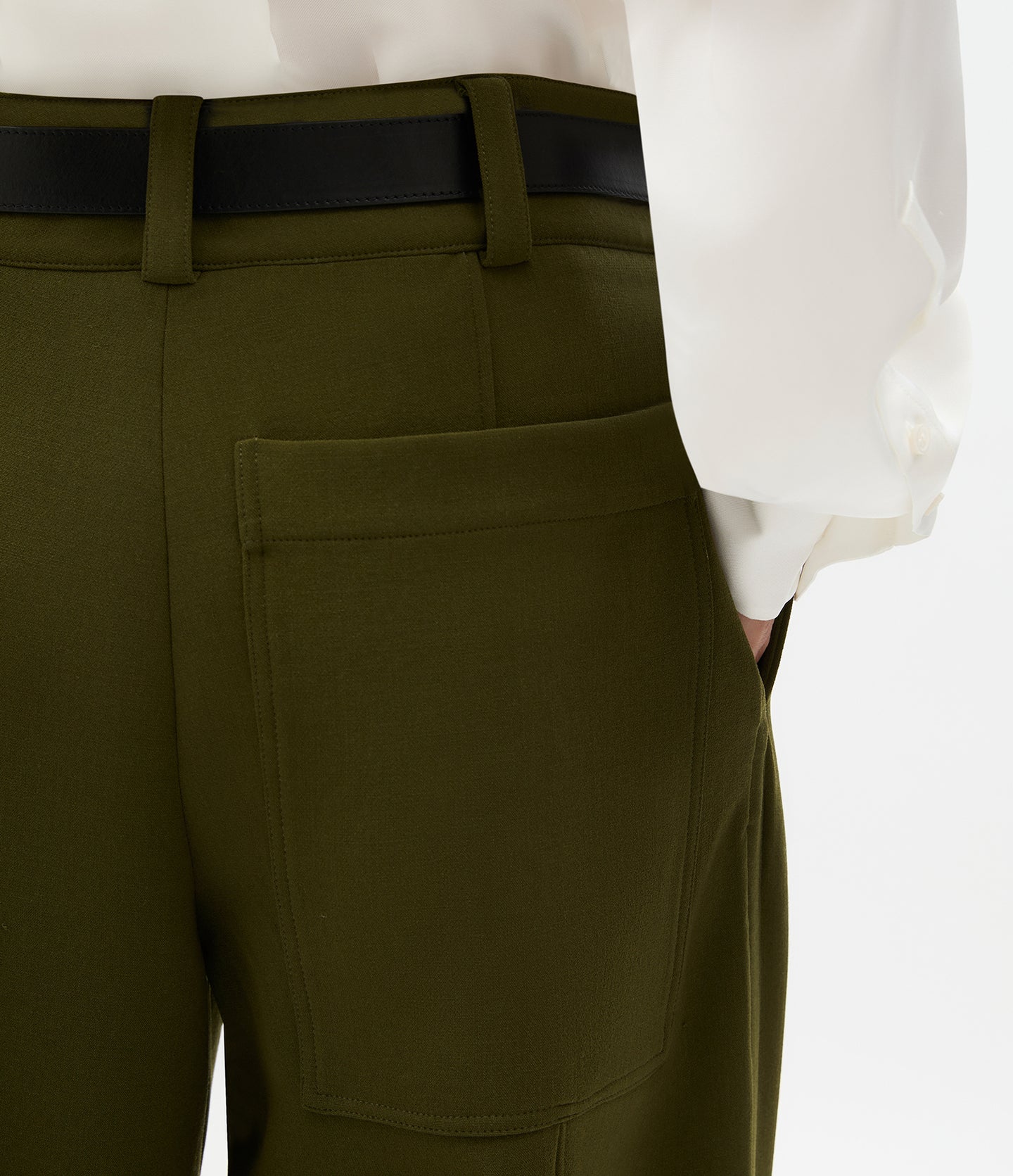 Another Tomorrow Double Face High Waist Pant in Moss – Wool Women's Trousers