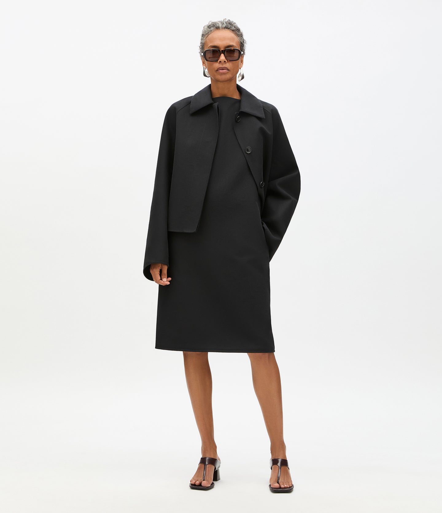 Another Tomorrow Double Face Sheath Dress in Black – Cotton Women's Dress