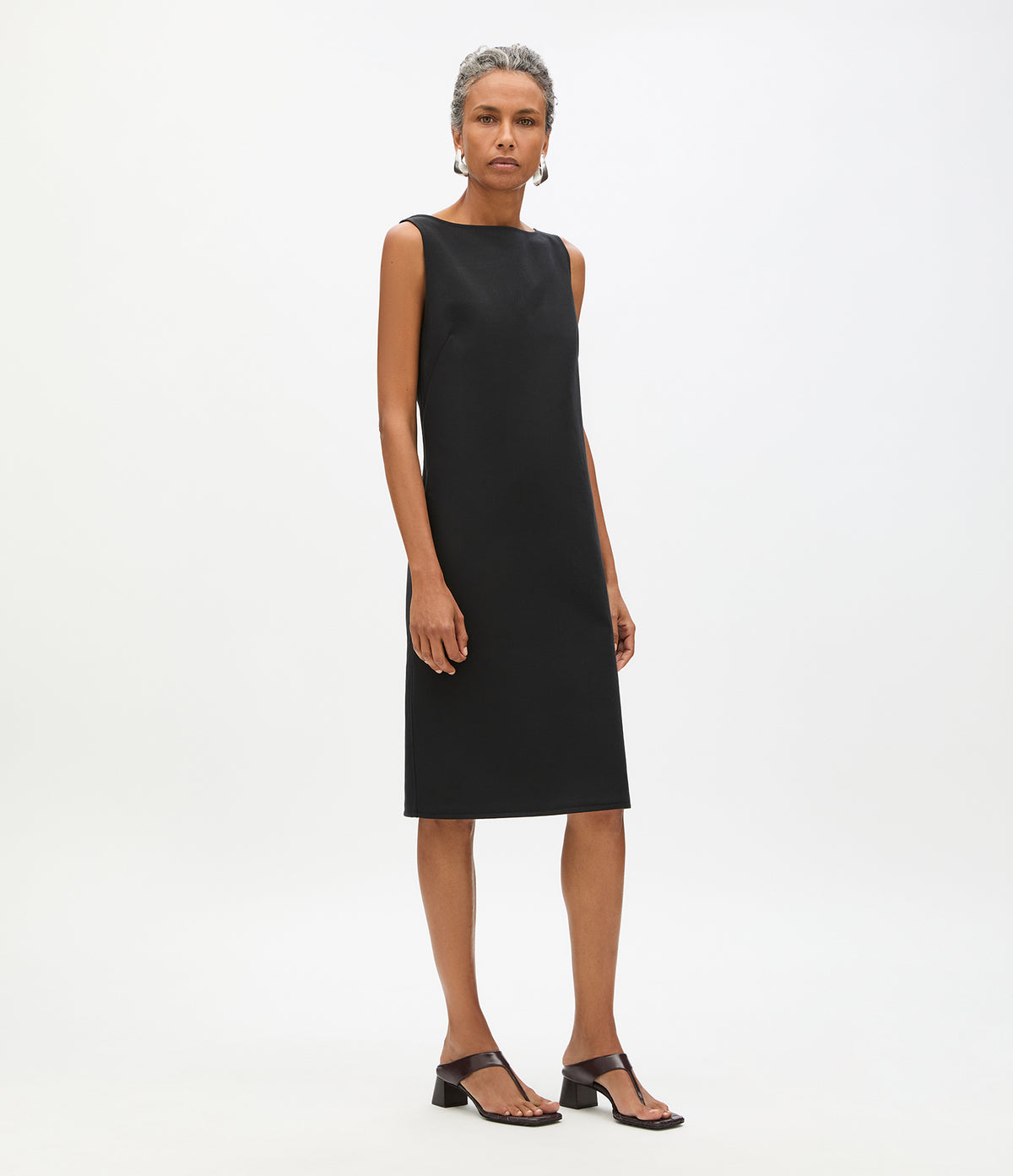 Another Tomorrow Double Face Sheath Dress in Black – Cotton Women's Dress