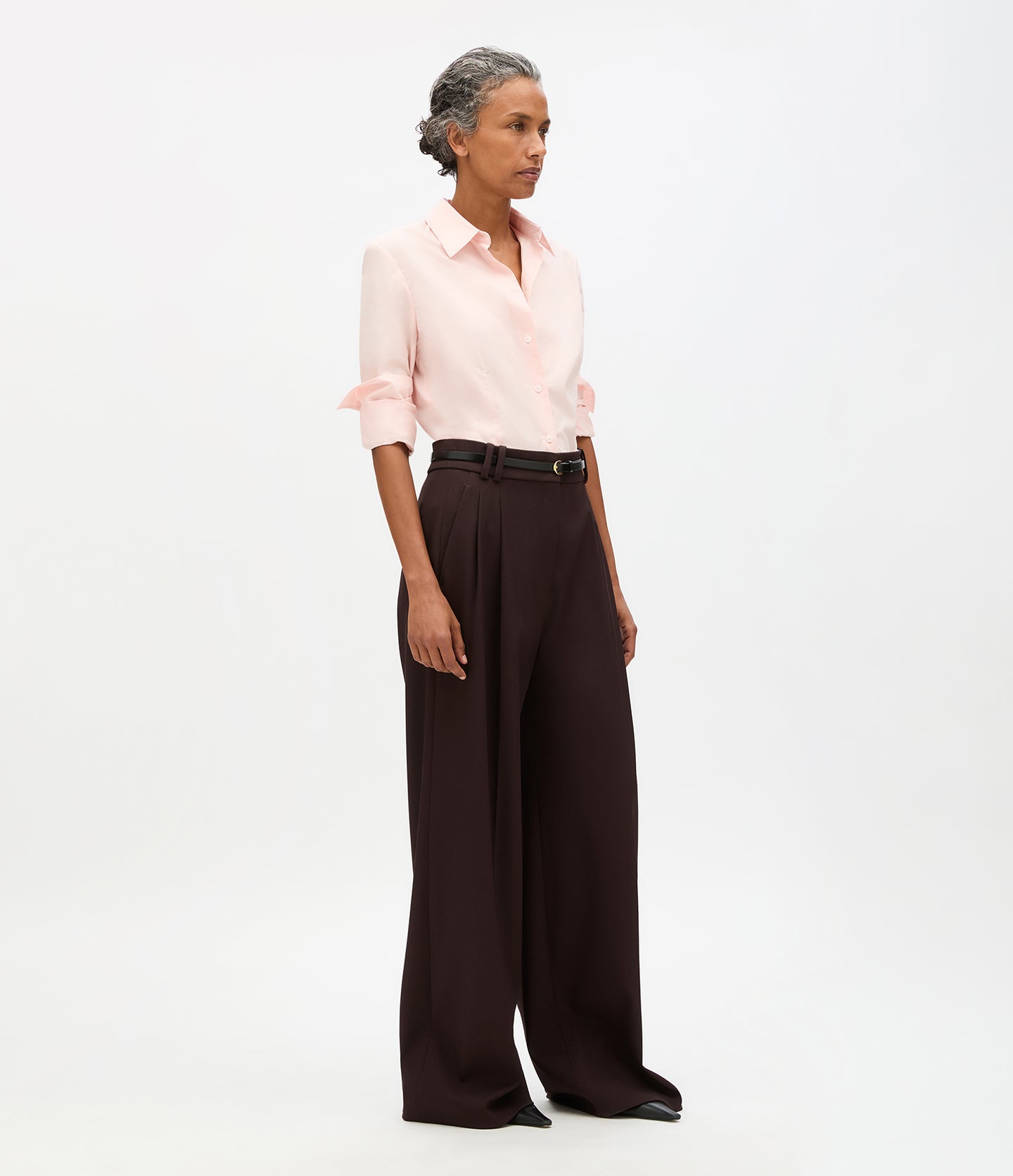 Another Tomorrow Fitted Blouse in Lotus Pink – Cotton Women's Top