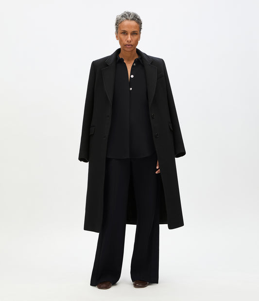 Another Tomorrow Fluid Jersey Blouse in Black – Viscose Women's Top