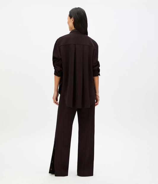 Another Tomorrow Fluid Jersey Blouse in Dark Chocolate – Viscose Women's Top