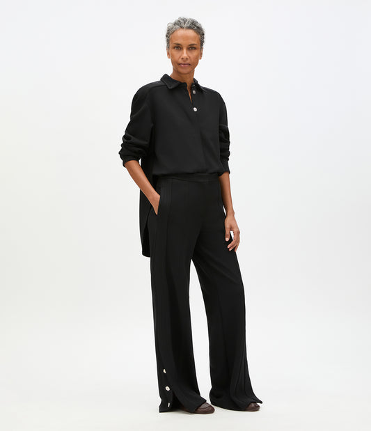 Another Tomorrow Fluid Jersey Track Pant in Black – Viscose Women's Trousers