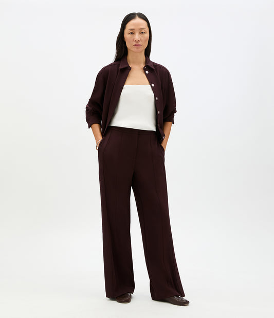 Another Tomorrow Fluid Jersey Track Pant in Dark Chocolate – Viscose Women's Trousers