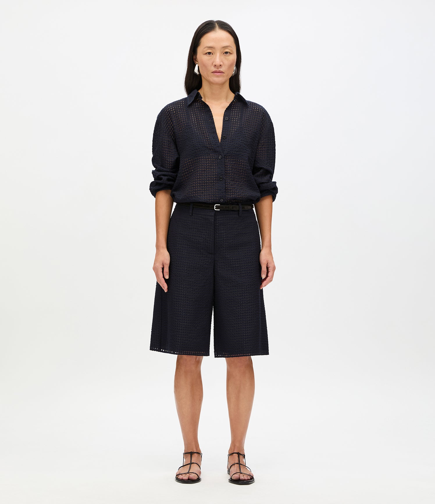 Another Tomorrow Gingham Bermuda Short