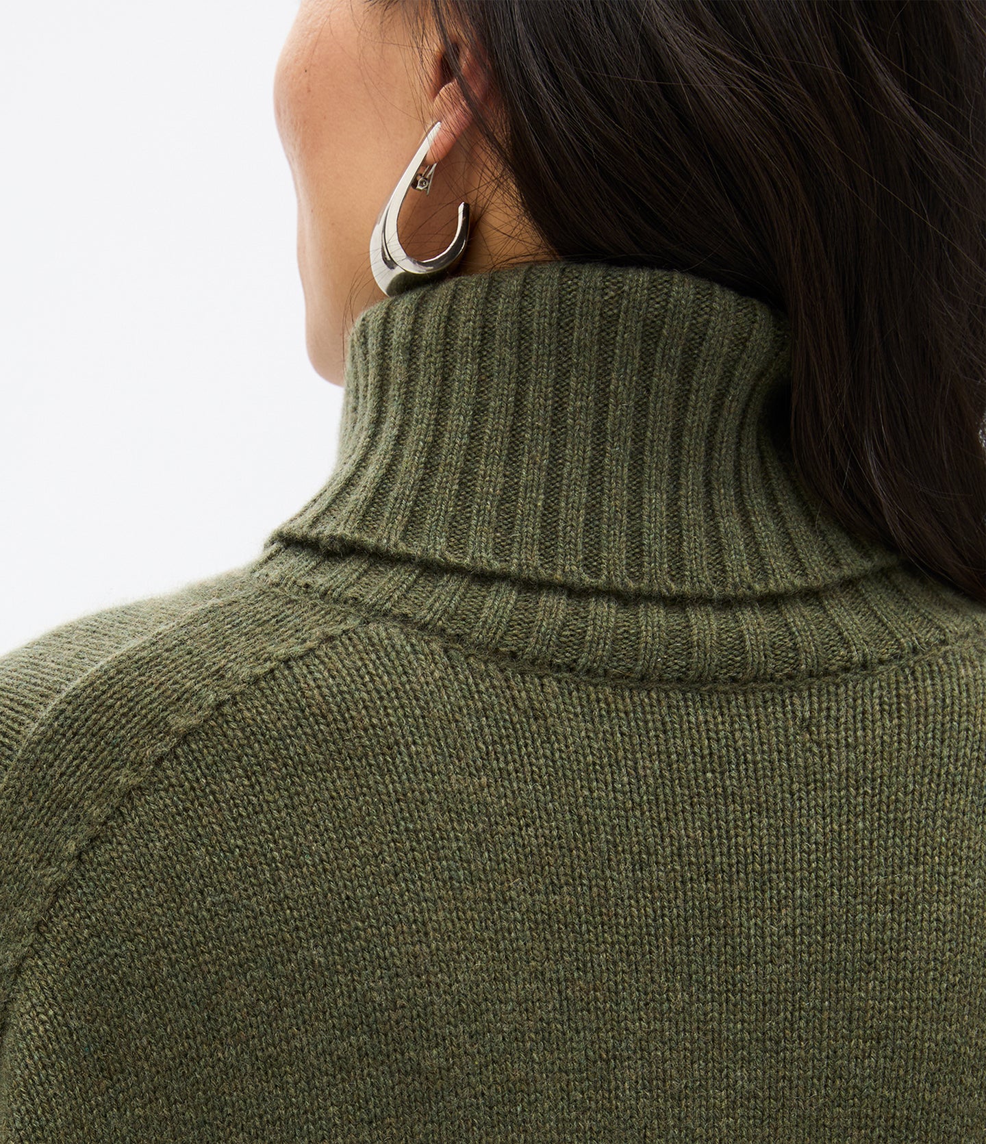 Another Tomorrow Cashmere Oversized Turtleneck in Moss – Cashmere Women's Knitwear