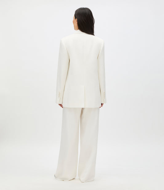 Another Tomorrow Oversized Tailored Jacket in Off White – Cotton Women's Jacket
