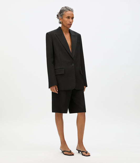 Another Tomorrow Oversized Tailored Jacket in Black – Cotton Women's Jacket