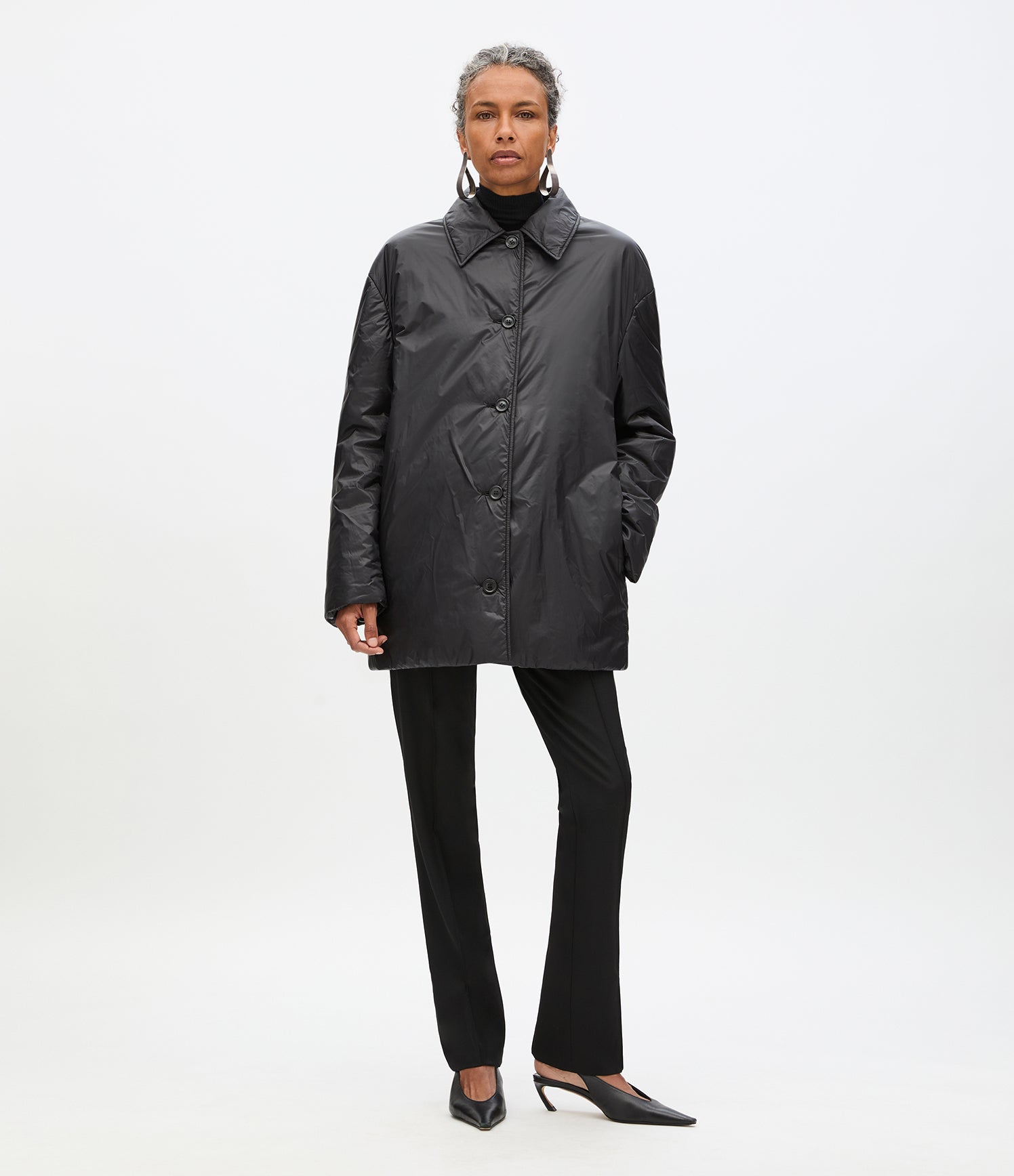 ジャケット・アウター ATTACHMENT Black Balmacaan Coat Padded Balmacaan | Black – Another Tomorrow