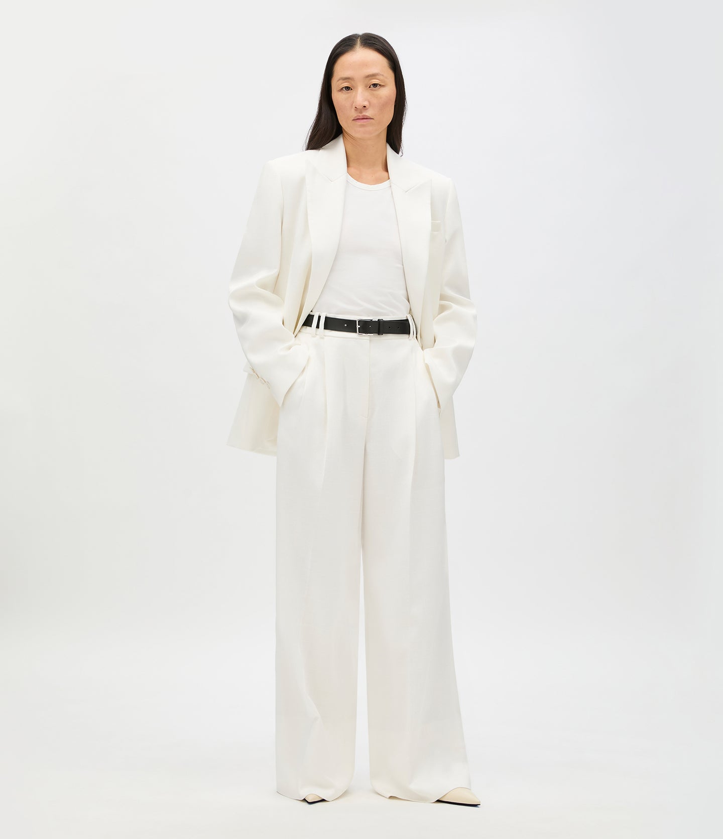 High Waisted Pleated Trouser | Off White