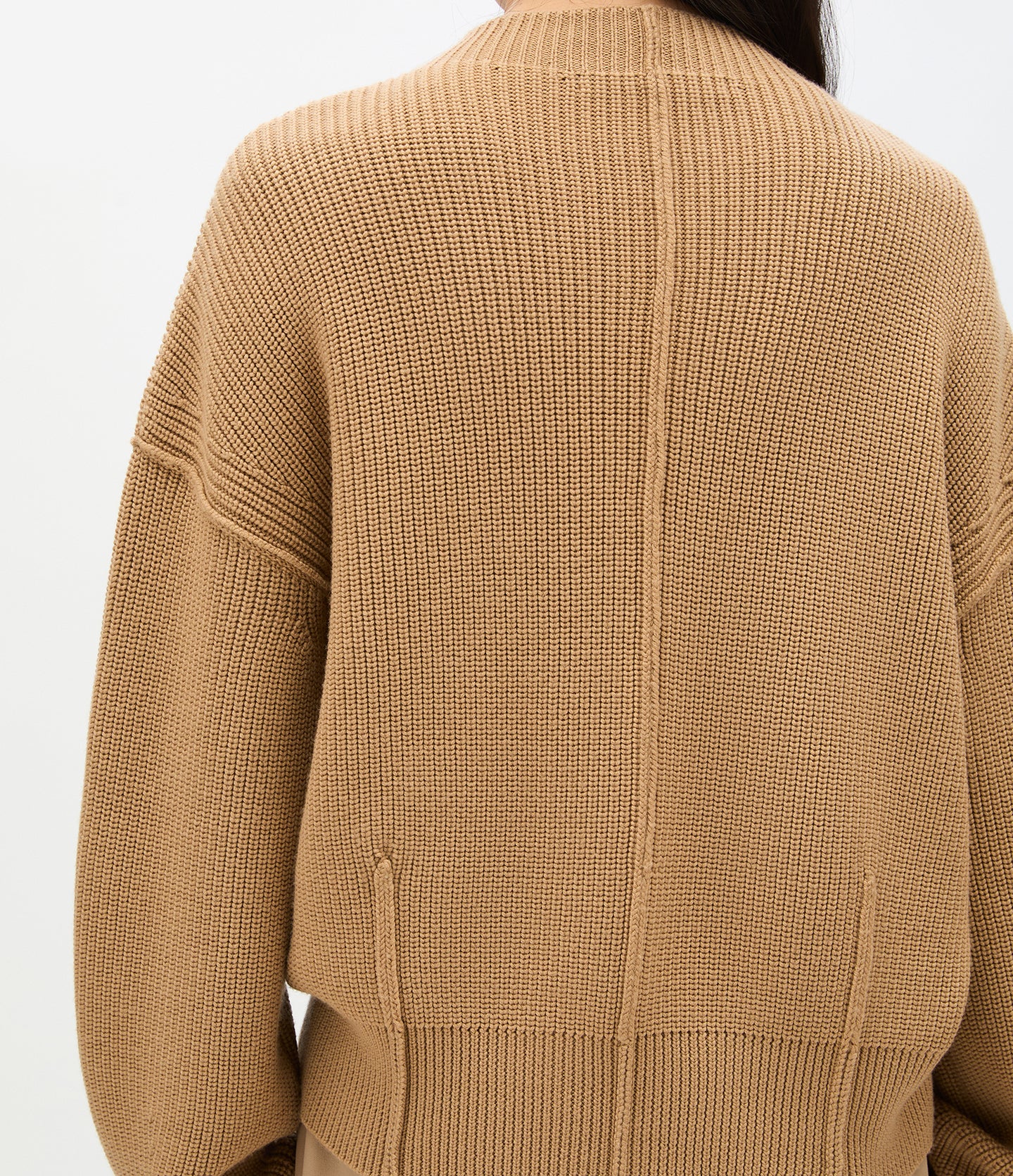 Another Tomorrow Rib Crewneck in Camel – Wool Women's Knitwear