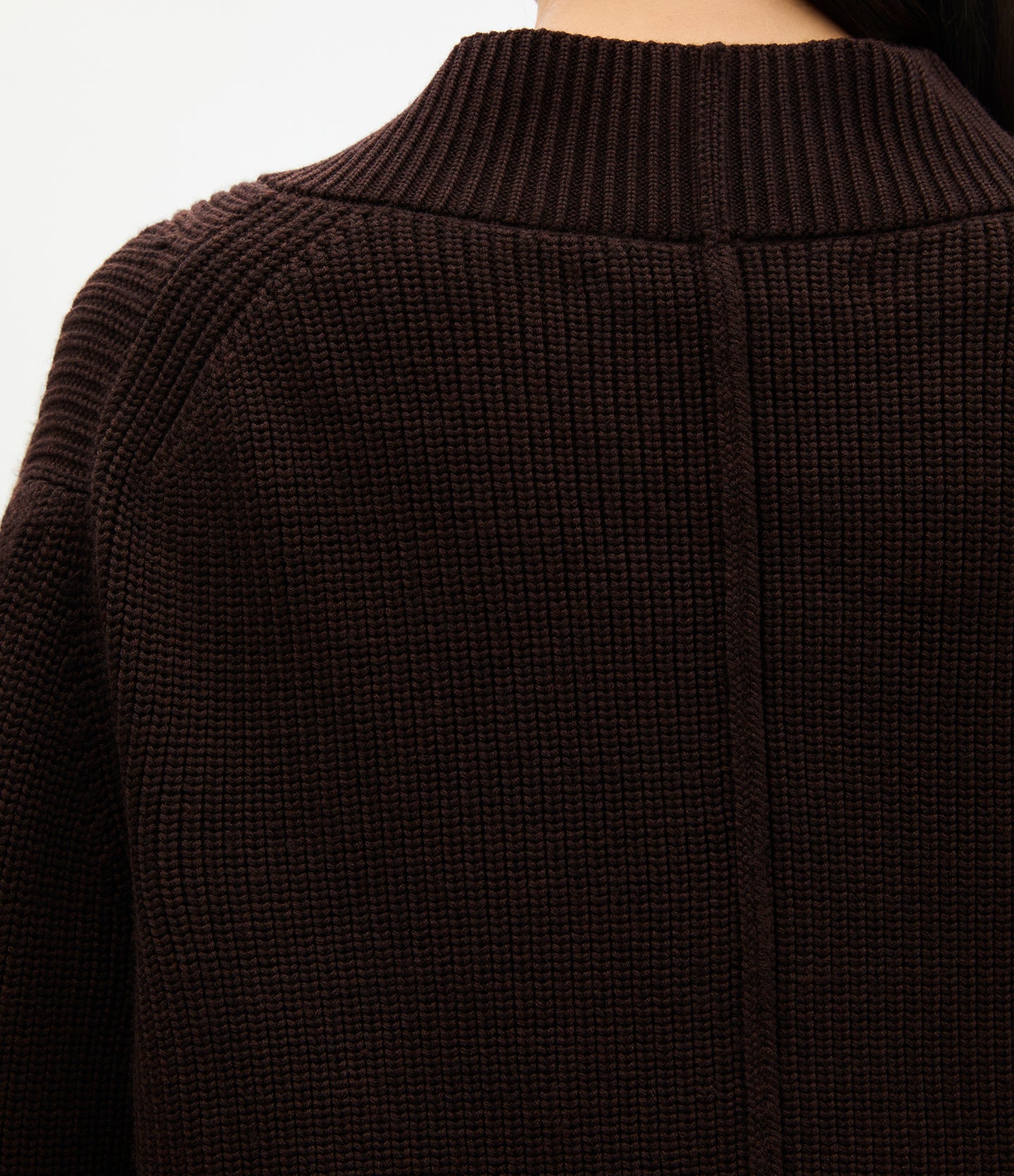 Another Tomorrow Rib Cropped Cardigan in Chocolate – Wool Women's Knitwear