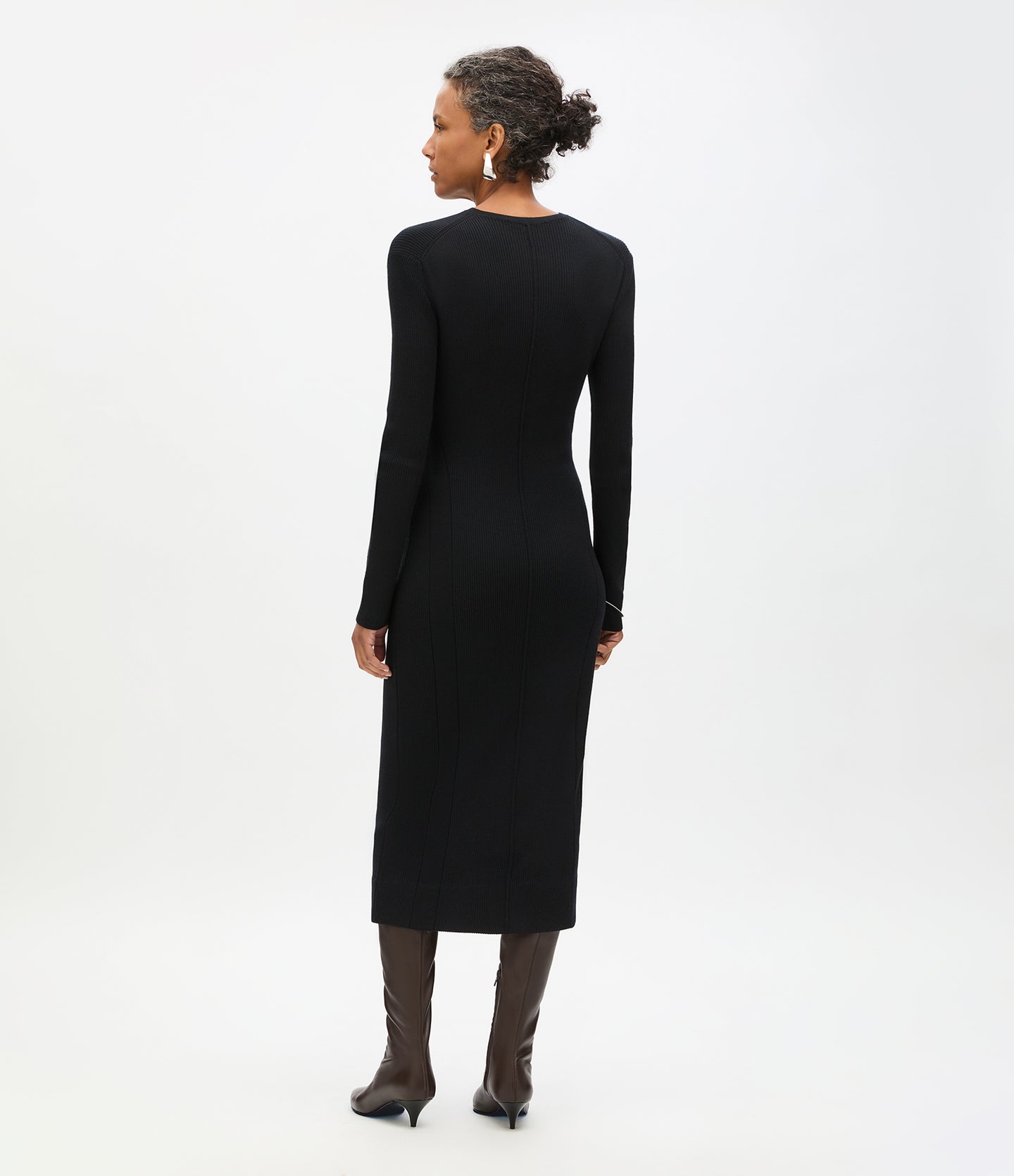 Another Tomorrow Rib Knit Dress in Black – Wool Women's Dress