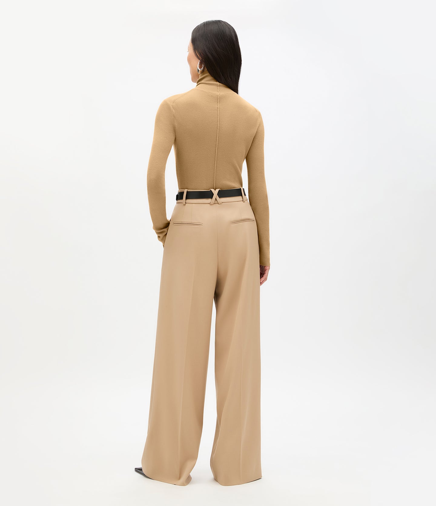 Another Tomorrow Rib Knit Turtleneck in Camel – Wool Women's Knitwear