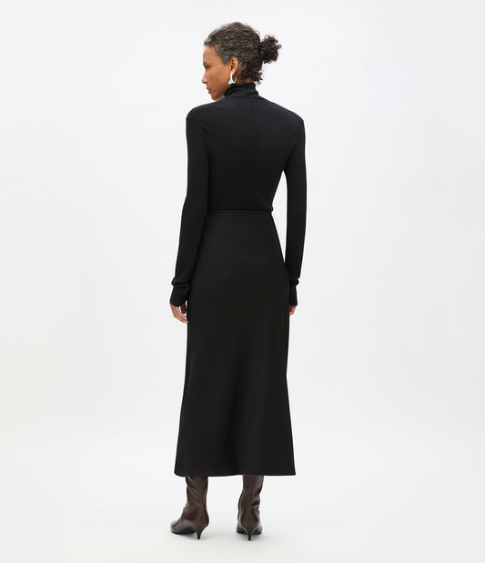 Another Tomorrow Satin Skirt in Black – Satin Women's Skirt