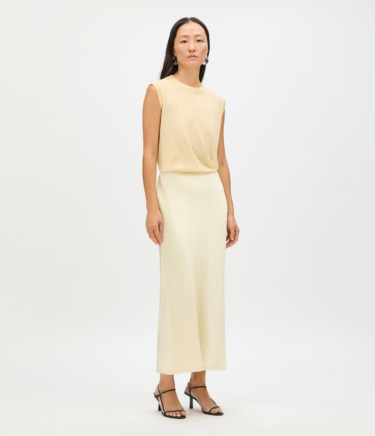 Another Tomorrow Satin Skirt in Butter – Satin Women's Skirt